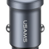 USAMS φορτιστής αυτοκινήτου CC322, USB & USB-C, 30W, γκρι
