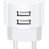 USAMS φορτιστής τοίχου T20, 2x USB, 2.1A, λευκός