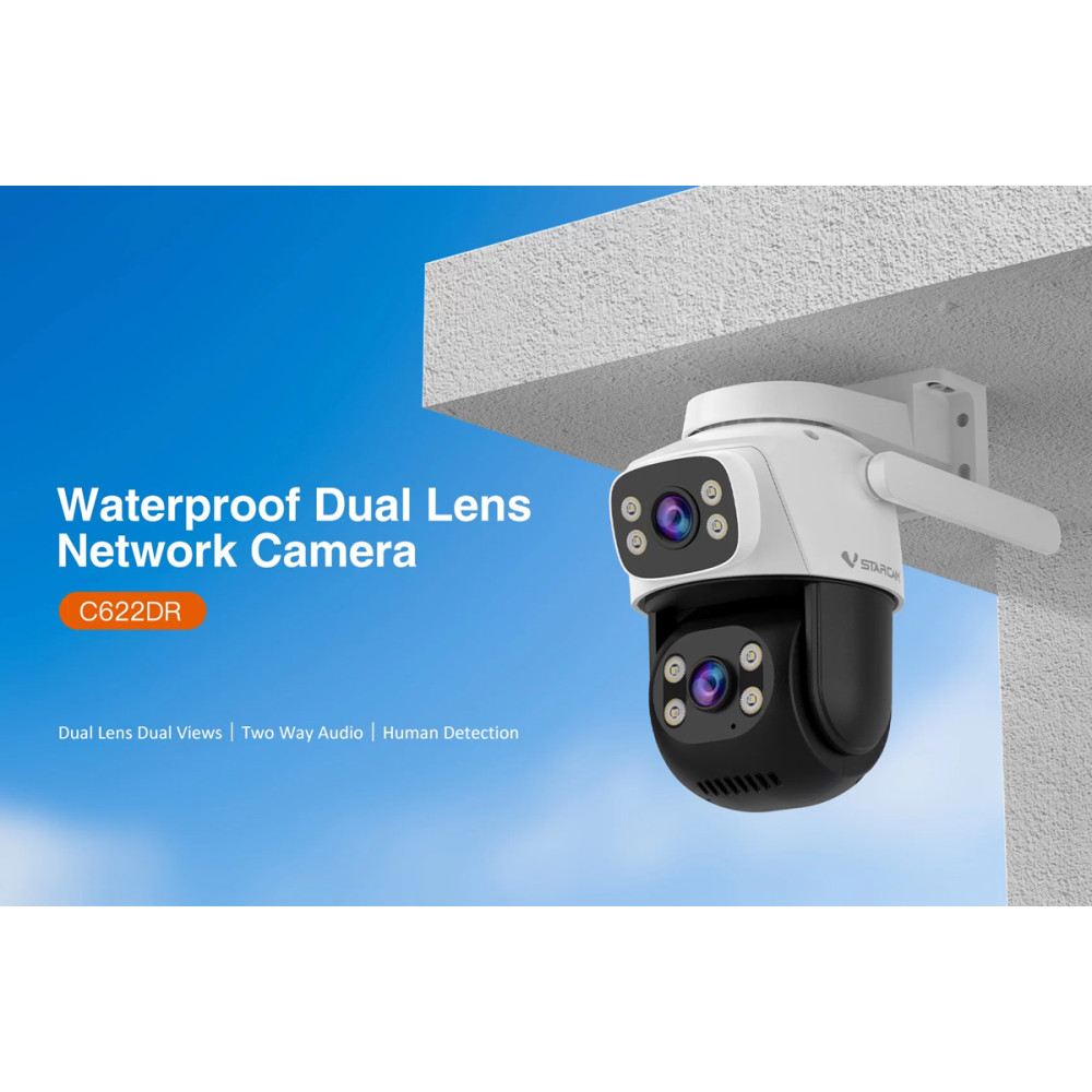 VSTARCAM smart κάμερα CS622DR, dual lens, 3MP, WiFi, PTZ, SD, IP66