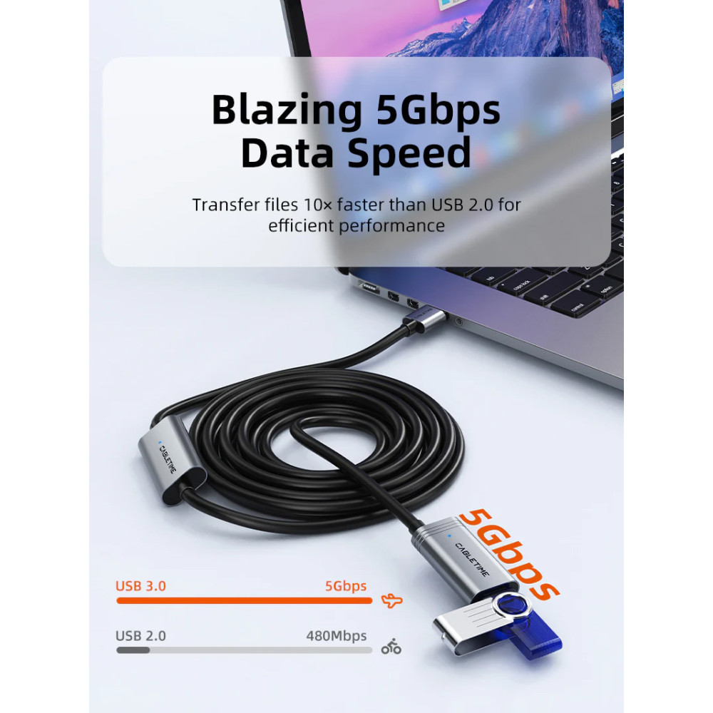 CABLETIME καλώδιο προέκτασης USB CT-AMAFA3, active, 5Gbps, 5m, μαύρο