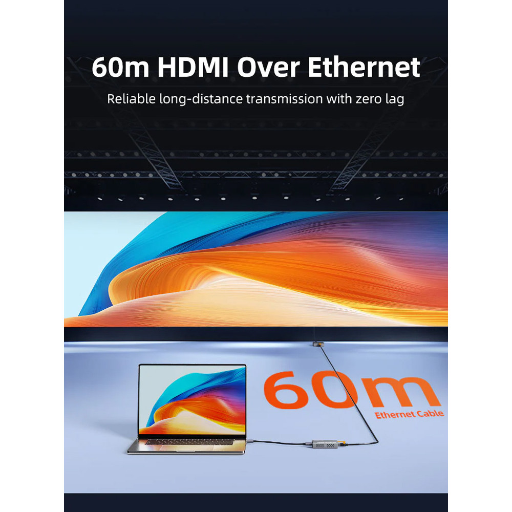 CABLETIME HDMI video extender CT-HEHD-FG60 μέσω καλωδίου RJ45, 1080p/60Hz, έως 60m
