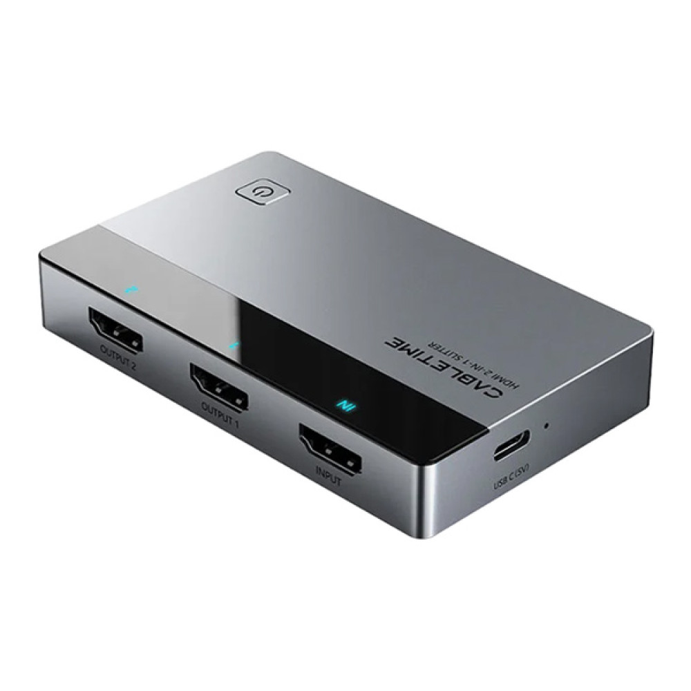 CABLETIME HDMI splitter CT-HSP4K2-AG, 1 σε 2, 4K/60Hz, uni-directional, γκρι