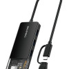 CABLETIME USB hub CT-HUBT5-PB, 4x θυρών, 10Gbps, USB/USB-C σύνδεση, μαύρο
