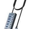CABLETIME USB hub CT-HUBU7-AG, 7x θυρών, 5Gbps, USB σύνδεση, 1m, γκρι
