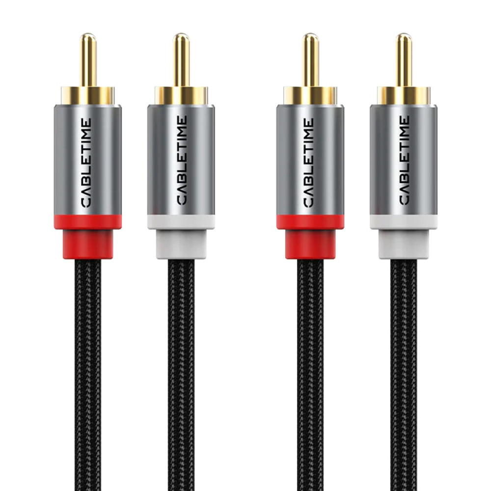 CABLETIME καλώδιο ήχου 2x RCA σε 2x RCA CT-RCA, 2m, μαύρο