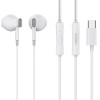 CELEBRAT earphones με μικρόφωνο D12, USB-C σύνδεση, Φ14.2mm, 1.2m, λευκά