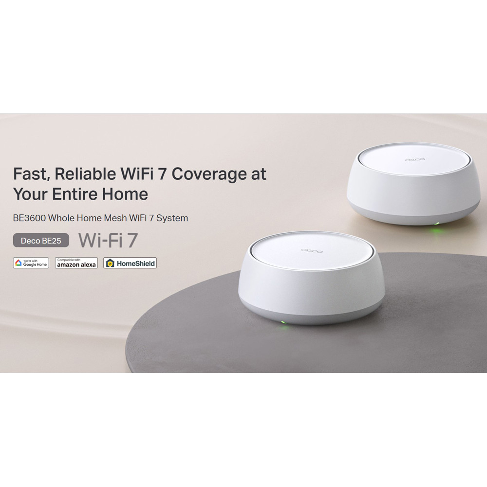 TP-LINK Home Mesh WiFi 7 System Deco BE25, 3600Mbps ΒΕ3600, V1.0, 2τμχ