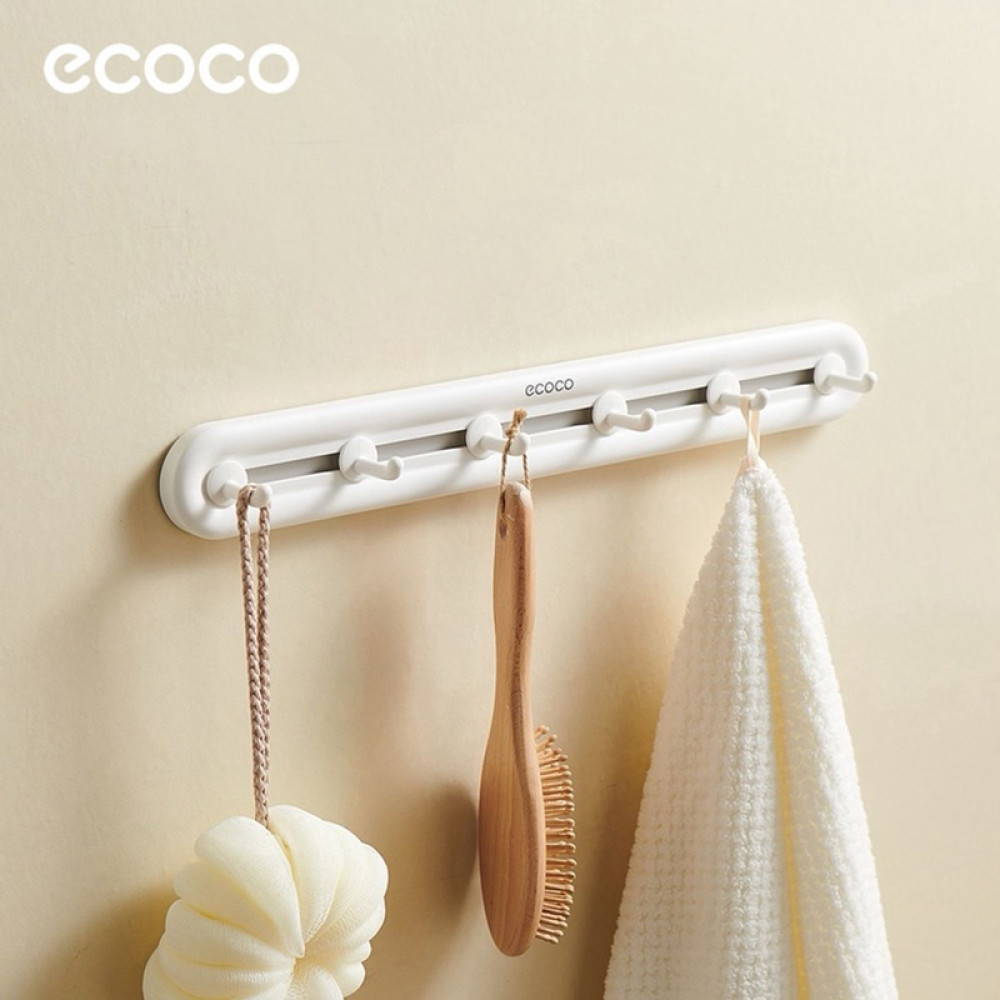 ECOCO κρεμάστρα μπάνιου/κουζίνας E23154 με 6 γάντζους, 3.8x5x40cm, λευκή