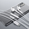 CELEBRAT earphones με μικρόφωνο E500, USB-C σύνδεση, Φ14mm, 1.2m, λευκά