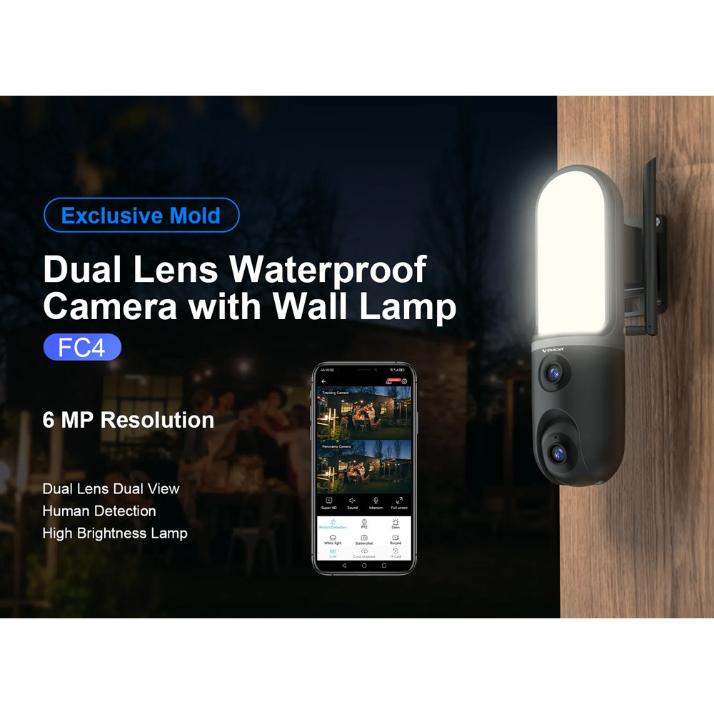VSTARCAM smart κάμερα FC4 με φωτισμό, dual lens, 3MP, WiFi, SD, PTZ, IP66