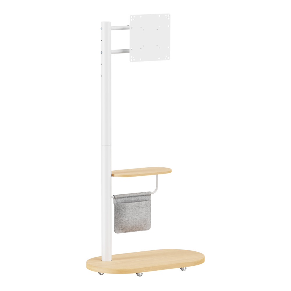 BRATECK βάση τηλεόρασης δαπέδου FS54-22T-02W, 17-43", έως 15kg, με ράφι & ροδάκια, λευκή