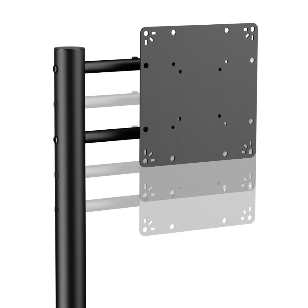 BRATECK βάση τηλεόρασης δαπέδου FS54-22T-02W, 17-43", έως 15kg, με ράφι & ροδάκια, μαύρη