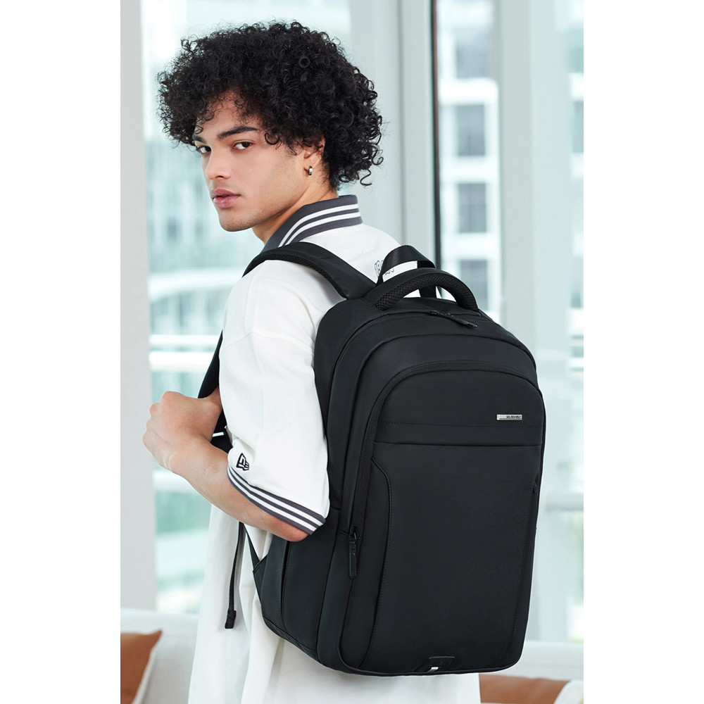 GOLDEN WOLF τσάντα πλάτης GB00711 με θήκη laptop 15.6", 27L, μαύρη