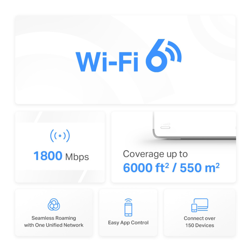 MERCUSYS Mesh Wi-Fi 6 System Halo H70X, 1.8Gbps Dual Band, 3τμχ, V. 1.20