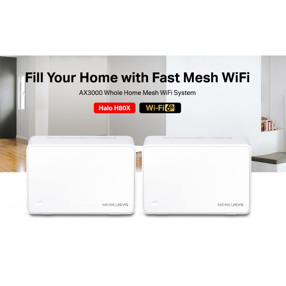 MERCUSYS Mesh Wi-Fi 6 System Halo H80X, 3Gbps Dual Band, 2τμχ, Ver. 1.0