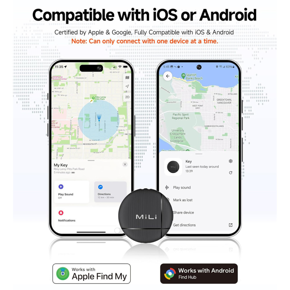 MILI smart tag LiTag Duo για iOS & Android συσκευές, Bluetooth tracker, μαύρο