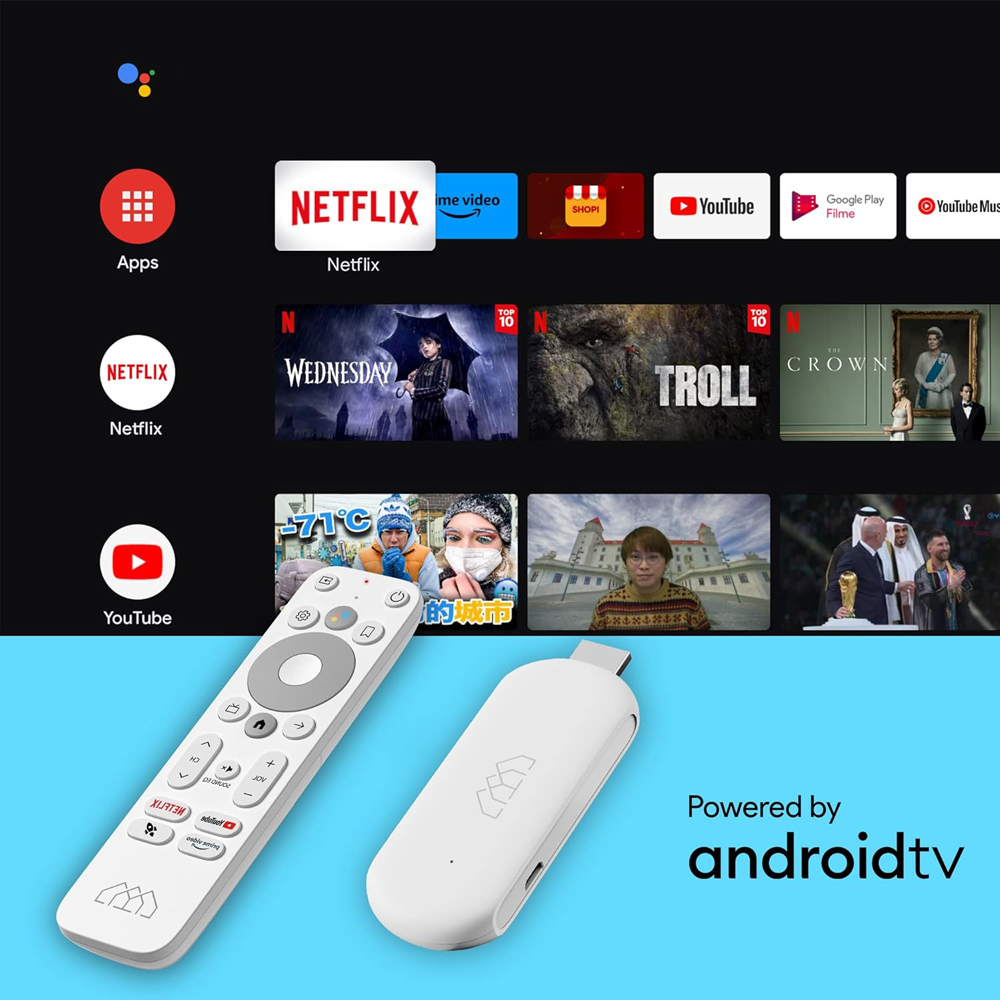 HOMATICS TV Stick HD, 1080p, 1/32GB, WiFi, Google/Netflix πιστοποίηση, Android 11