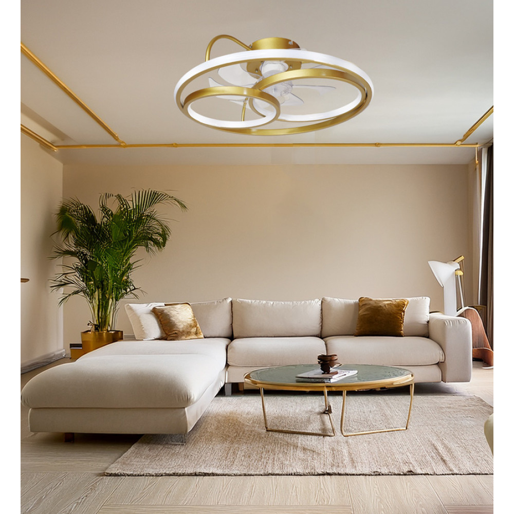 POWERTECH smart ανεμιστήρας οροφής HLL-0178 με LED φως, 50W, Φ50x21cm, χρυσός