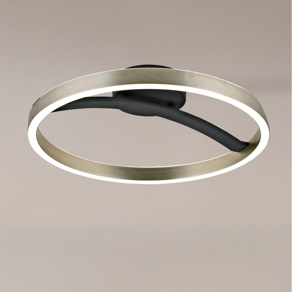 POWERTECH LED φωτιστικό οροφής HLL-0200, 29W, 4000K, Φ38x10cm, ασημί/μαύρο