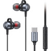 USAMS earphones με μικρόφωνο US-SJ758, USB-C σύνδεση, μεταλλικά, 1.2m, γκρι