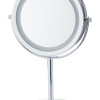 HOME USE επιτραπέζιος καθρέφτης HUH-0185 με LED φως, 1x/5x zoom, ασημί