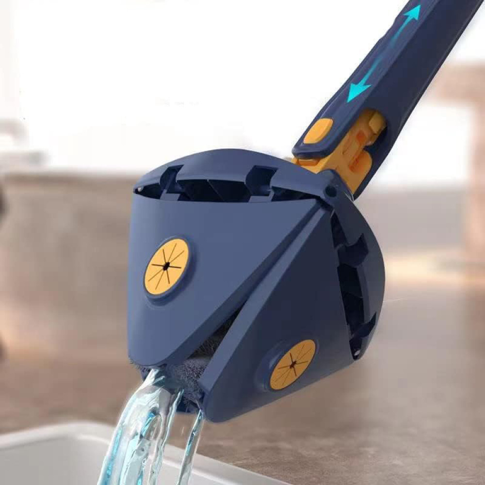 HOME USE τριγωνική σφουγγαρίστρα HUH-0257 με 4x πανιά μικροϊνών, προσαρμόσιμο ύψος, μπλε