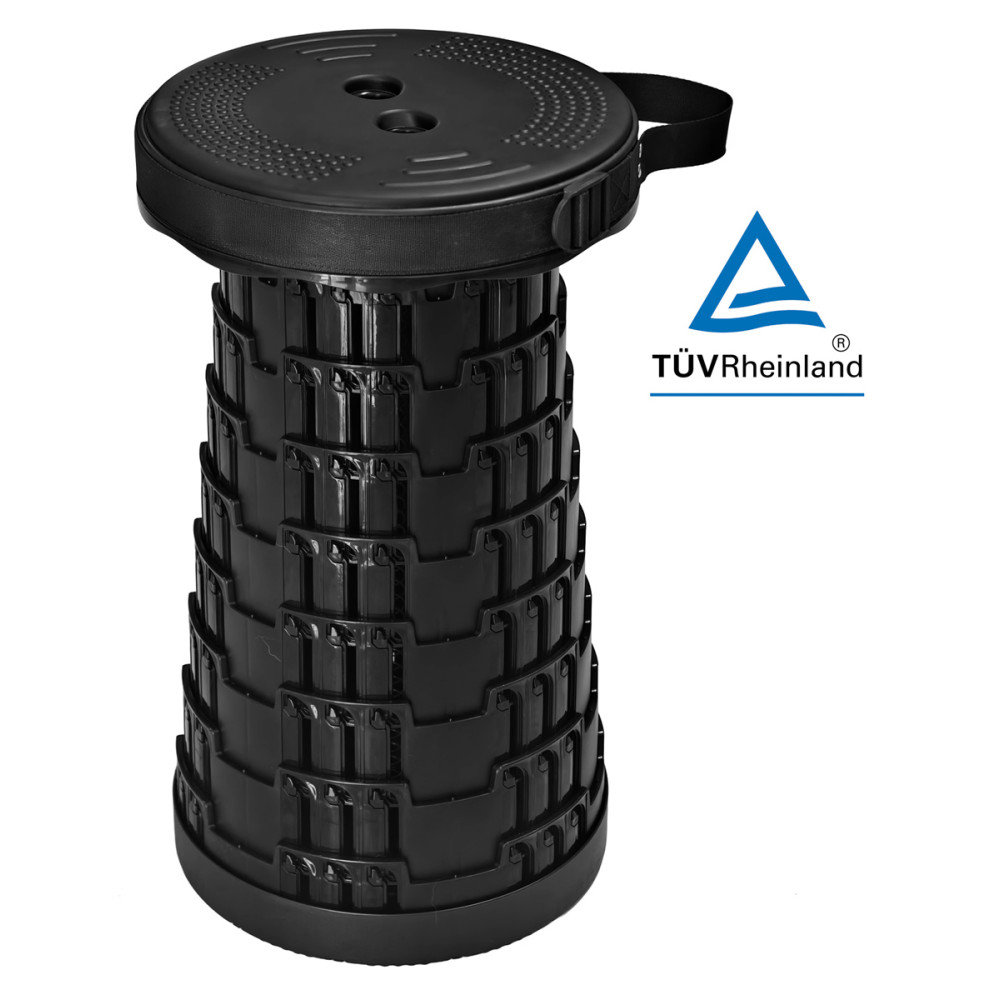 HOME USE πτυσσόμενο καρεκλάκι HUH-0262 με μαξιλάρι, αντοχή έως 250kg, 25.5x45.5cm, μαύρο