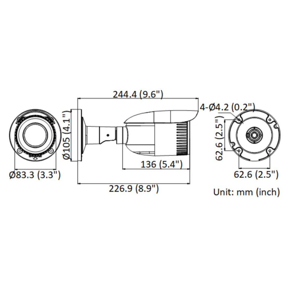 HIKVISION HIWATCH IP κάμερα HWI-B640H-Z, POE, 2.8-12mm, 4MP, IP67