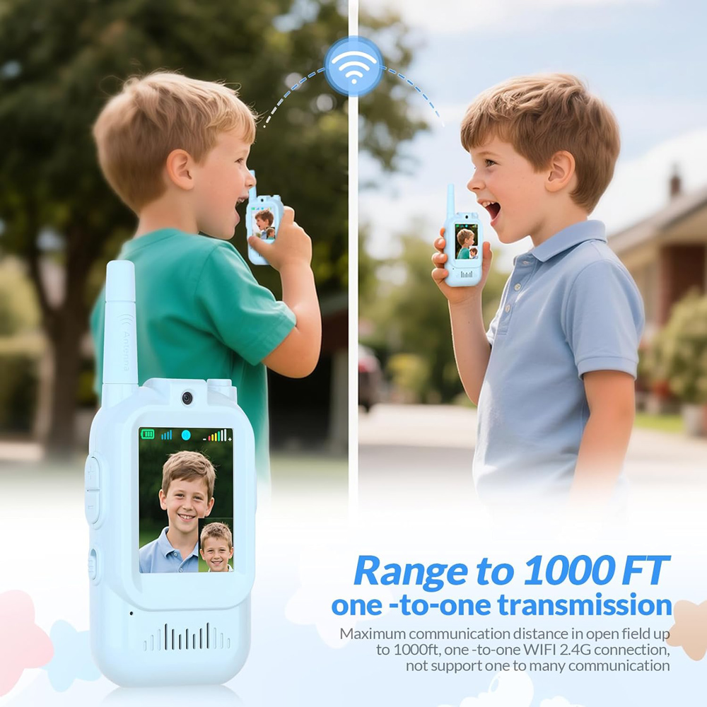 MAFITI παιδικά walkie talkie JK200 με οθόνη & κάμερα, 3+ ετών, επαναφορτιζόμενα, μπλε, 2τμχ