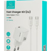 USAMS φορτιστής τοίχου CC262 με καλώδιο USB-C, 30W, GaN, λευκός