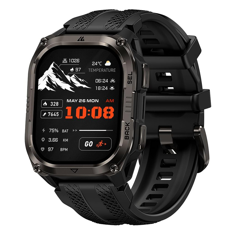 KOSPET smartwatch PULSE 2, heart rate, 1.96" AMOLED, GPS, 5 ATM & IP69, με φακό, μαύρο