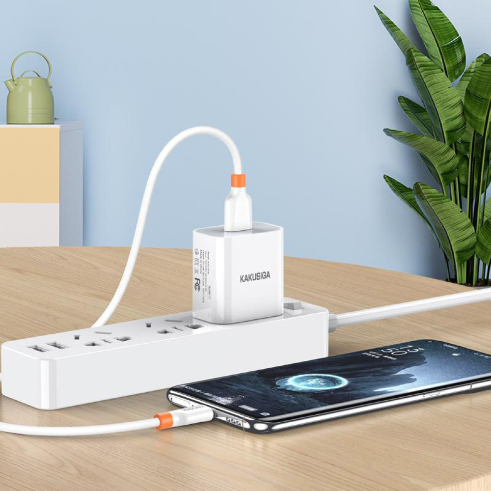 KAKUSIGA καλώδιο USB-C σε USB KSC-1024, σιλικόνης, 5A, 480Mbps, 0.25m, λευκό
