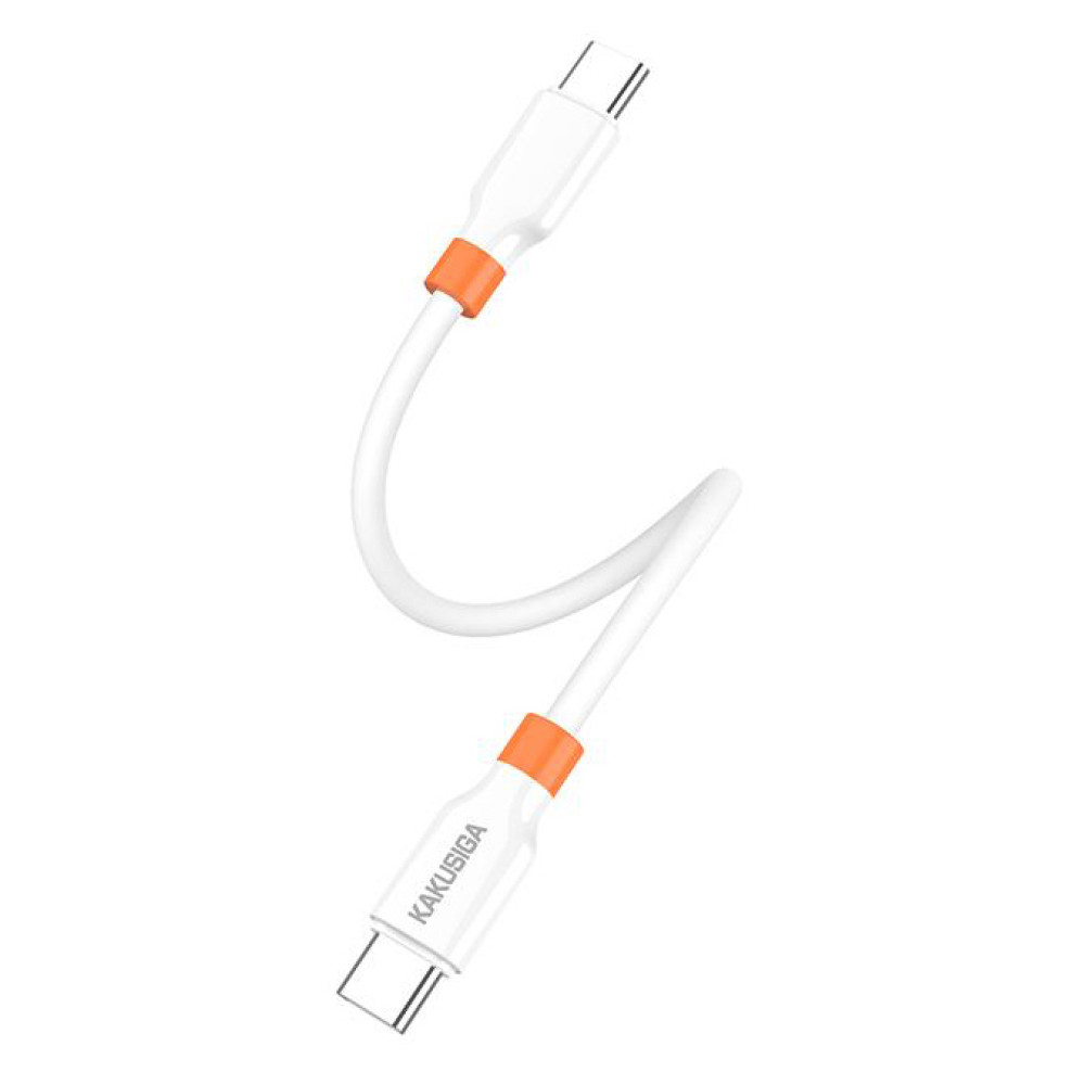 KAKUSIGA καλώδιο USB-C KSC-1024, σιλικόνης, 100W, 480Mbps, 0.25m, λευκό