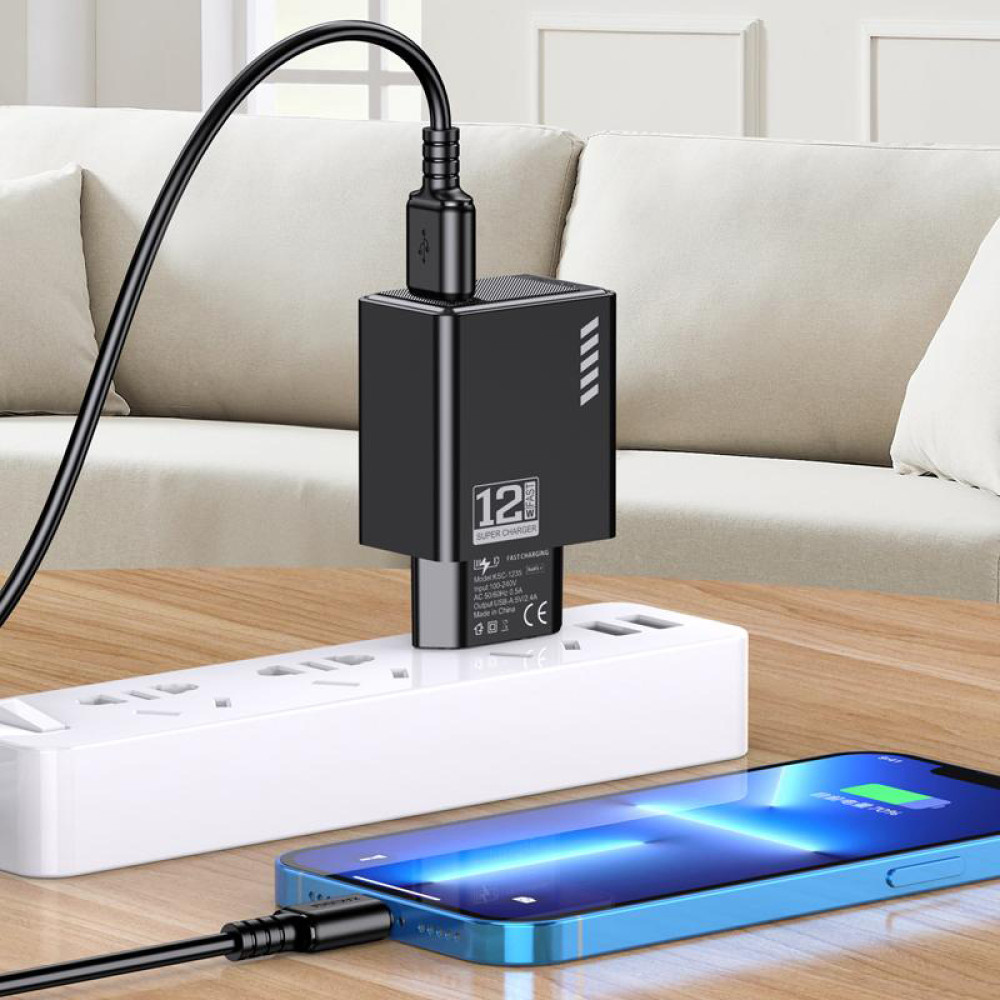 KAKUSIGA φορτιστής τοίχου KSC-1235, USB, 12W, μαύρος