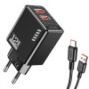 KAKUSIGA φορτιστής τοίχου KSC-1238 με καλώδιο USB-C, 2x USB, 12W, μαύρος