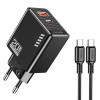 KAKUSIGA φορτιστής τοίχου KSC-1240 με καλώδιο USB-C, USB & USB-C, 20W, μαύρος