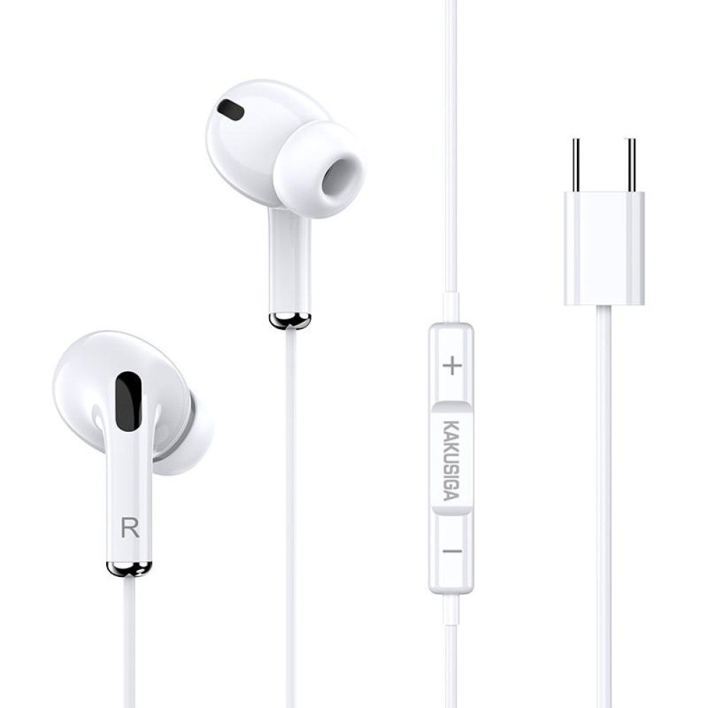 KAKUSIGA earphones με μικρόφωνο KSC-727, USB-C σύνδεση, 14.2mm, 1.2m, λευκά