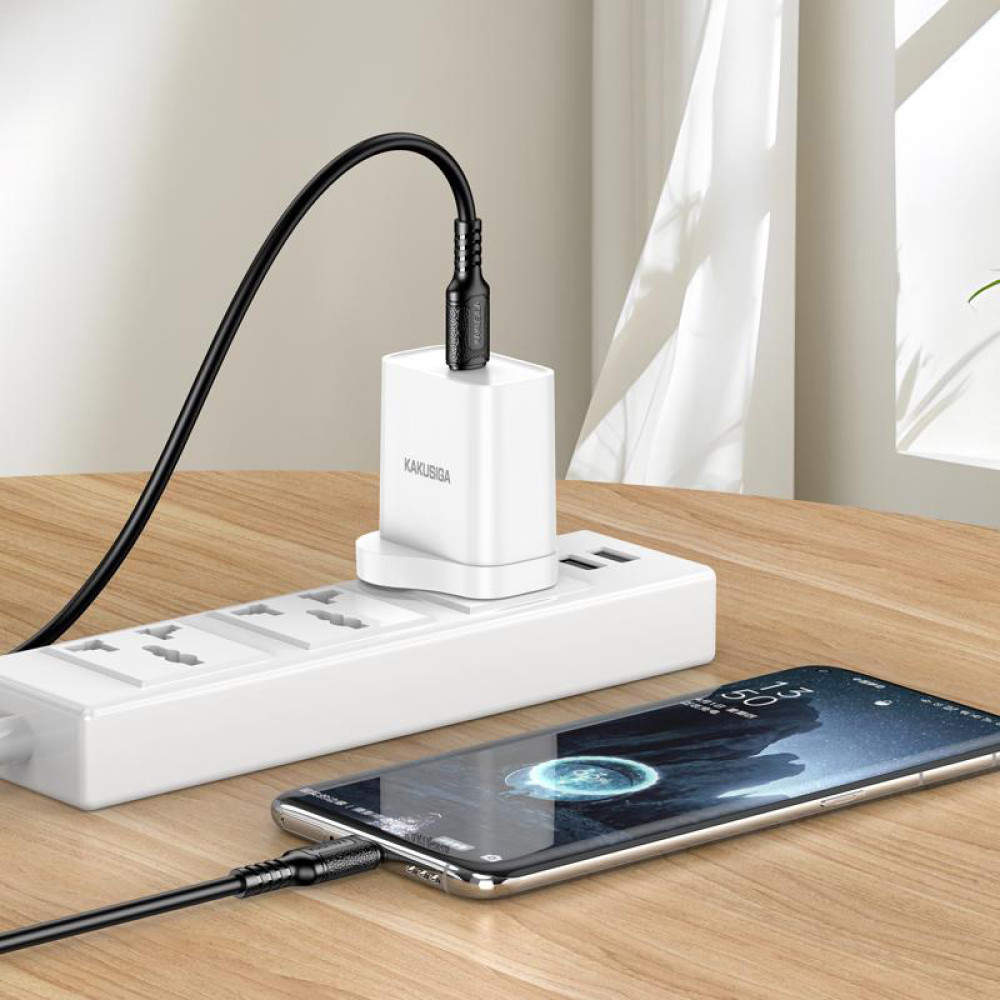 KAKUSIGA καλώδιο USB-C σε USB-C KSC-984, σιλικόνης, 60W, 480Mbps, 1m, μαύρο