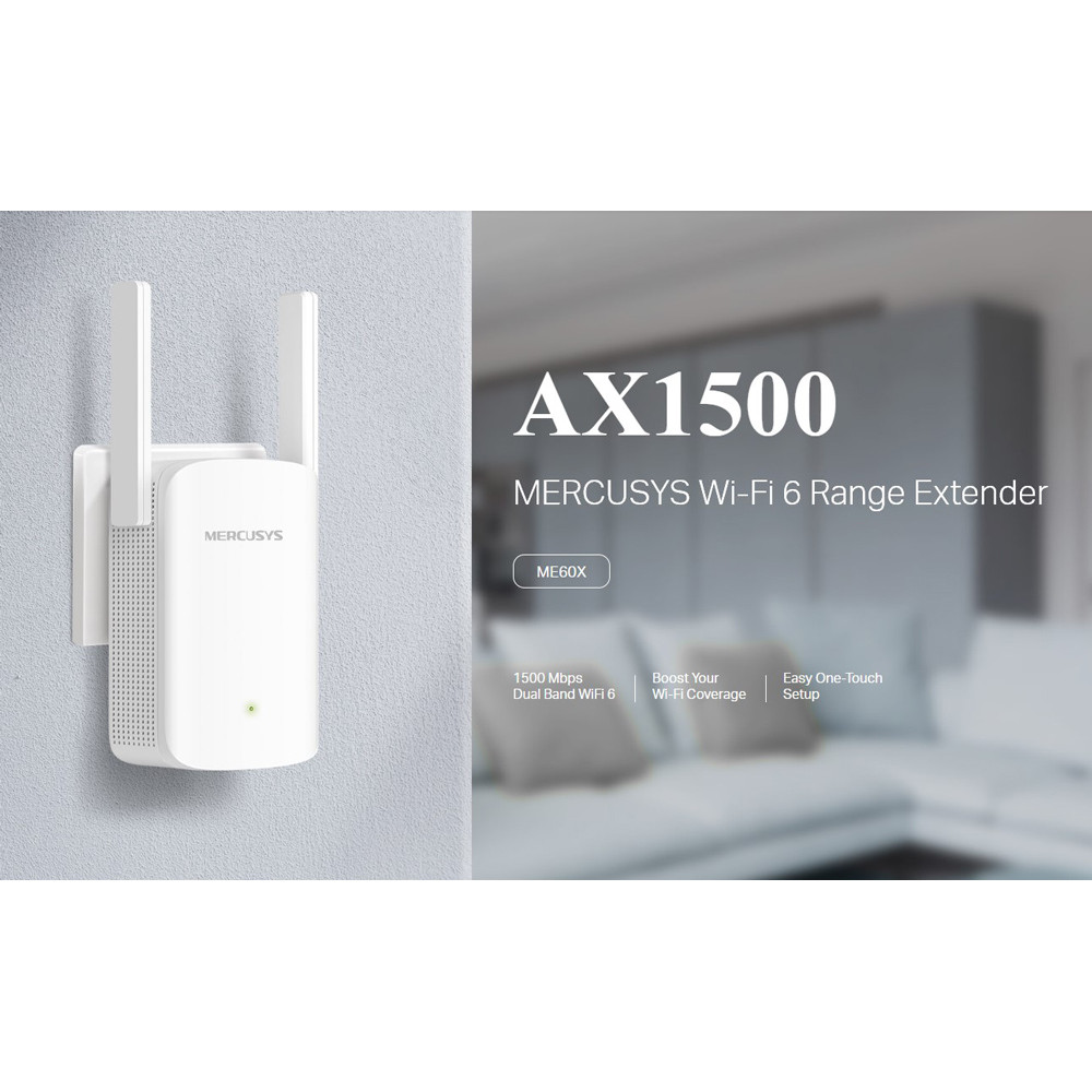 MERCUSYS range extender ME60X, WiFi 6, 1500Mbps AX1500, Ver. 1.0
