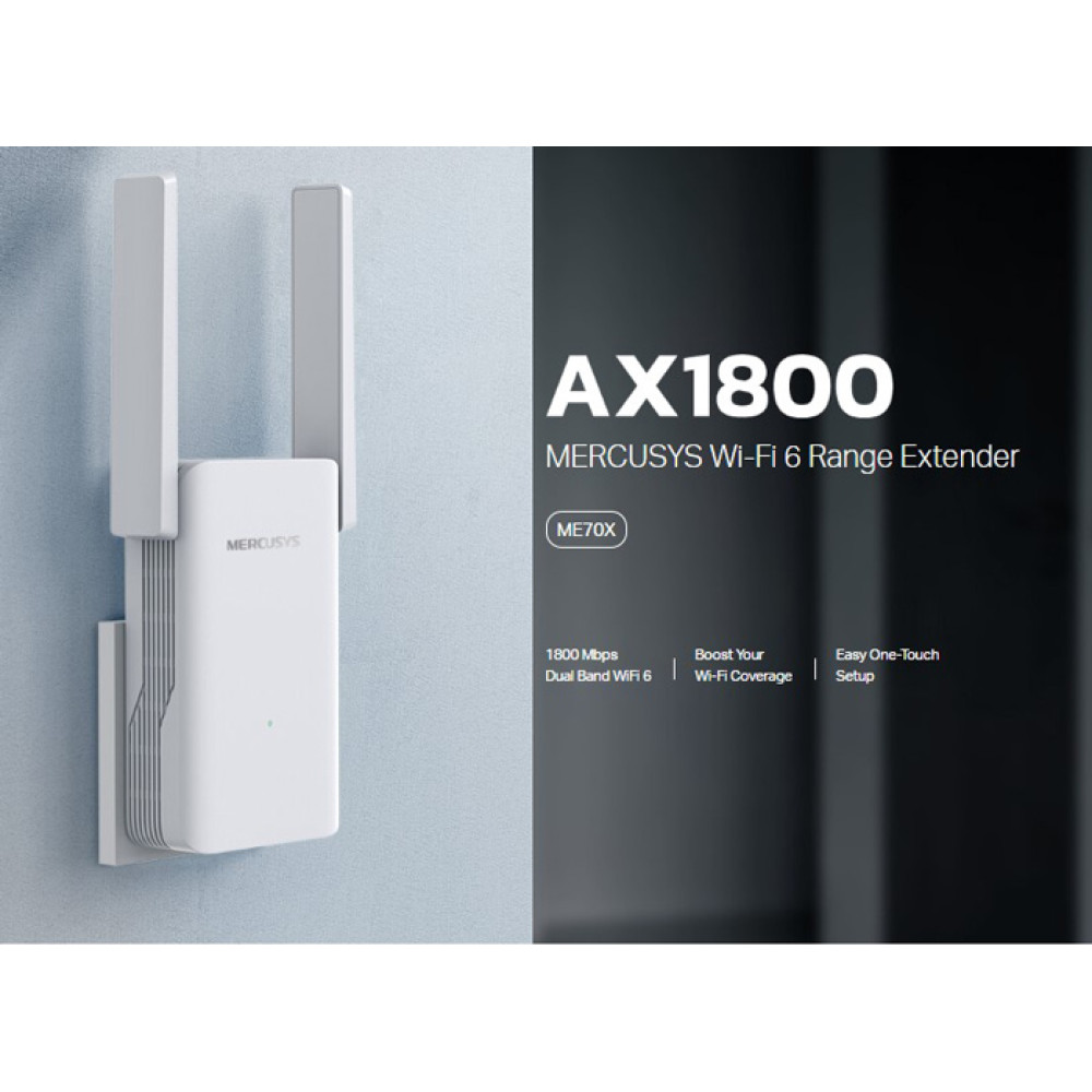 MERCUSYS range extender ME70X, Wi-Fi 6, 1800Mbps AX1800, Ver. 1.0