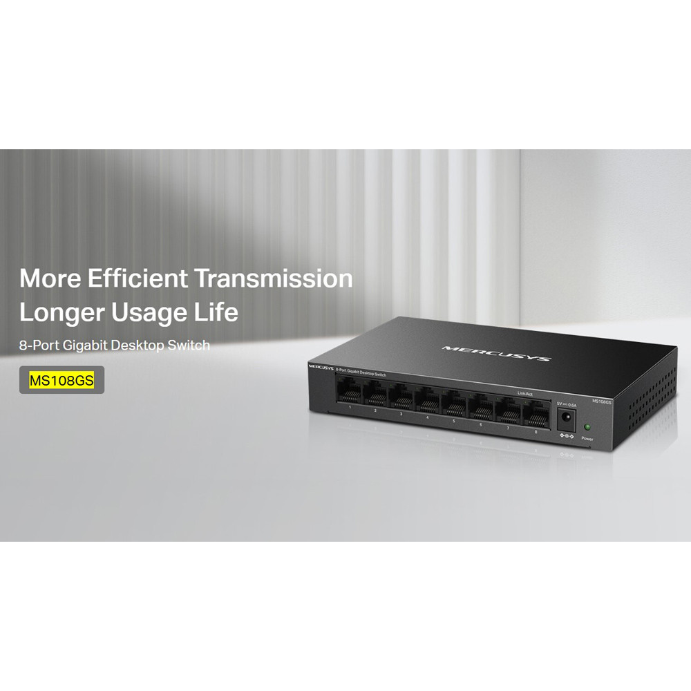 MERCUSYS desktop switch MS108GS, 8x Gigabit θύρες, V1.0