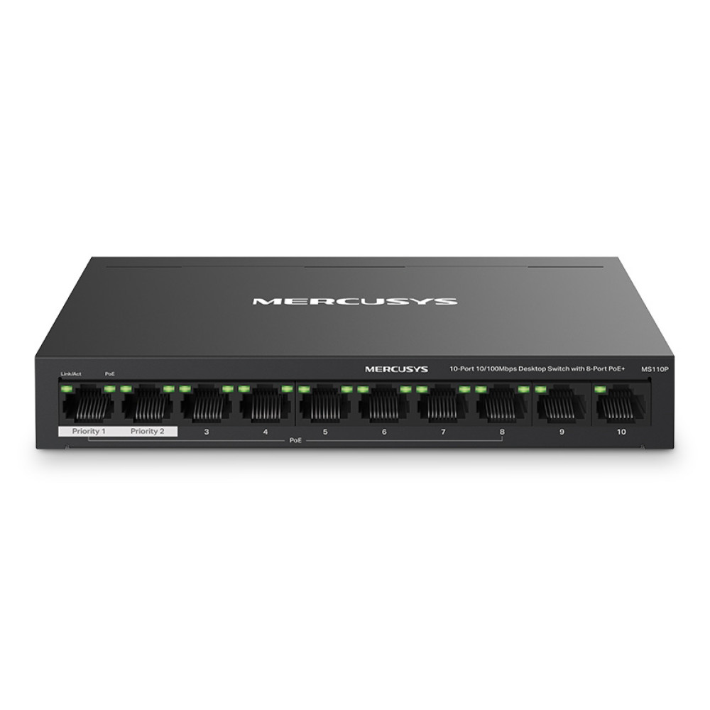 MERCUSYS desktop switch MS110P, 10x 10/100Mbps θύρες, PoE+, V1.0