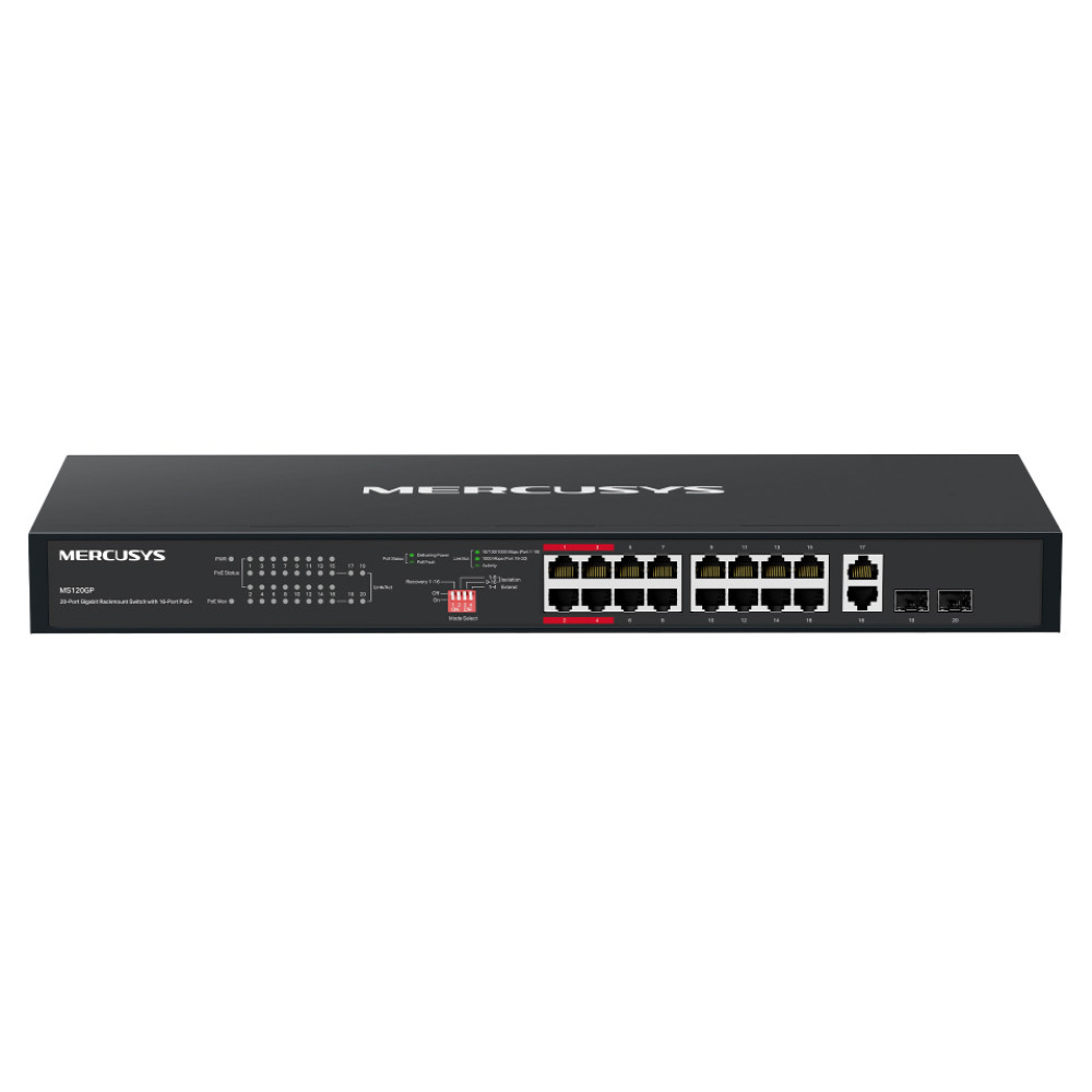 MERCUSYS rackmount switch MS120GP, 20x Gigabit θύρες, PoE+, V1.0