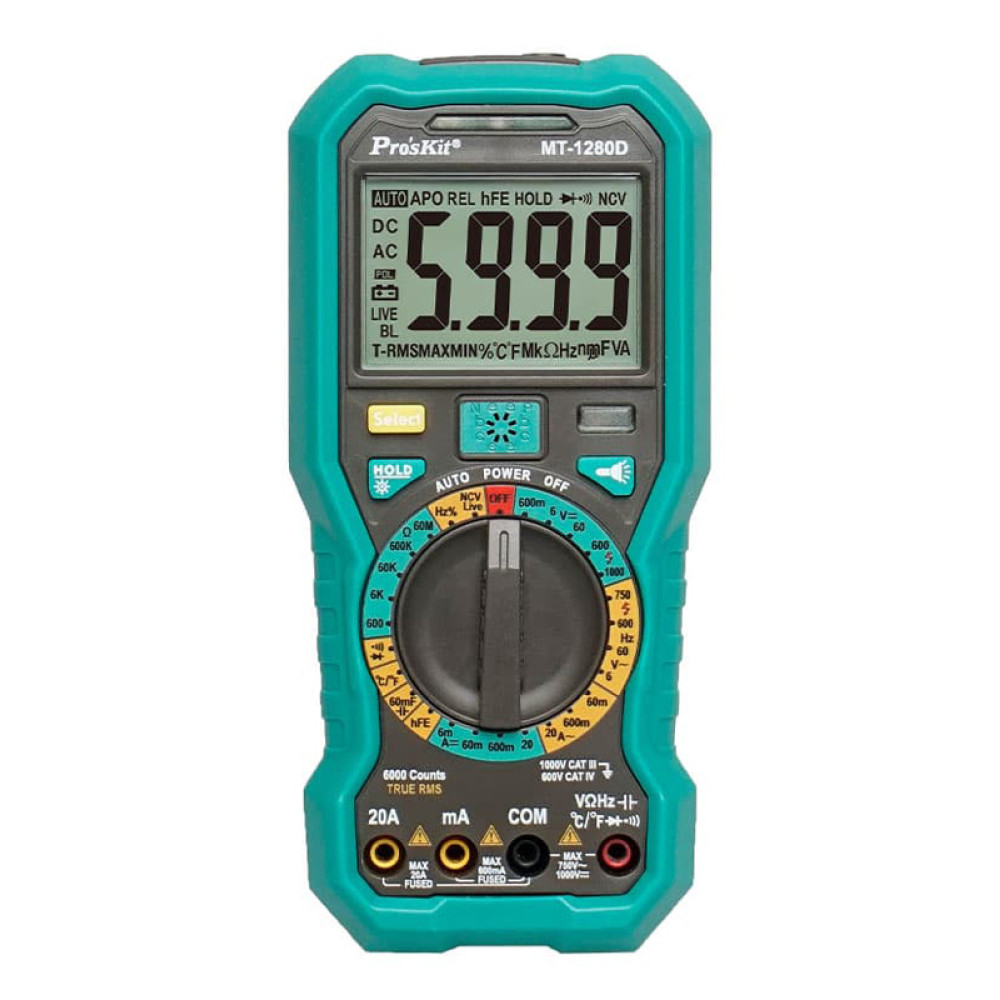 PROSKIT ψηφιακό πολύμετρο MT-1280D, 1000V DC, NVC, True RMS