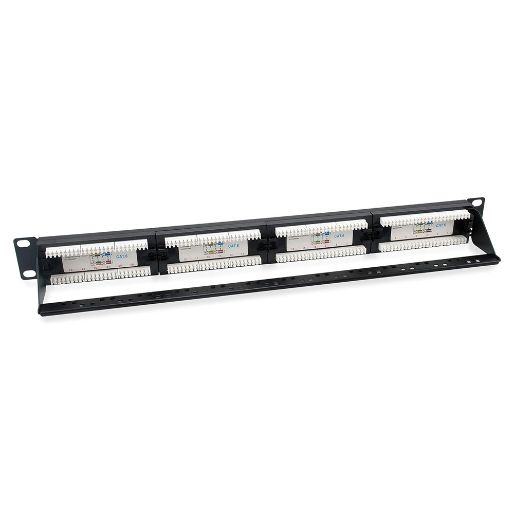 POWERTECH patch panel NETW-0046 για rack 19"/1U, 24 θυρών, CAT 6 UTP, μαύρο