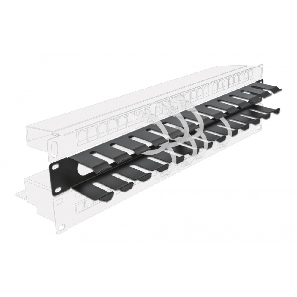 POWERTECH cable management NETW-0047 για rack 19"/1U, μεταλλικό, μαύρο