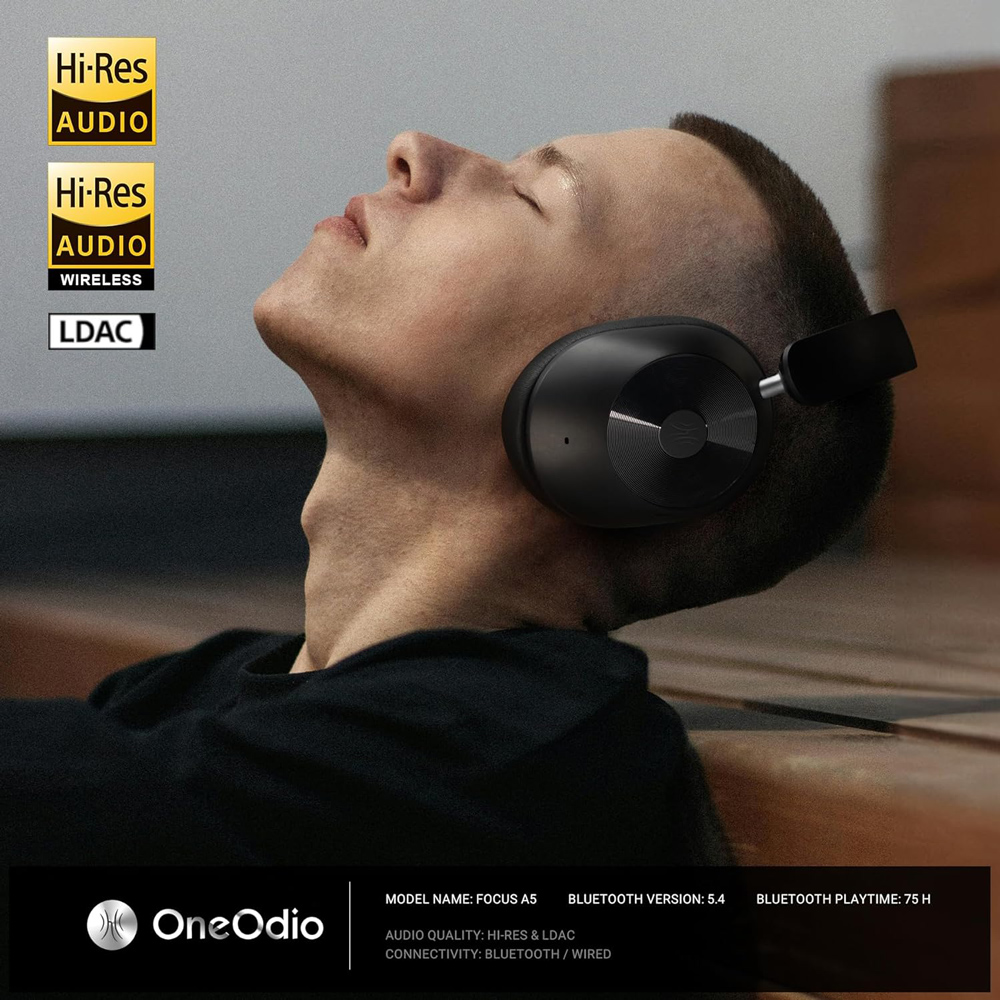 ONEODIO headphones Focus A5, ενσύρματα & ασύρματα, Hybrid ANC, 40mm, 600mAh, μαύρο