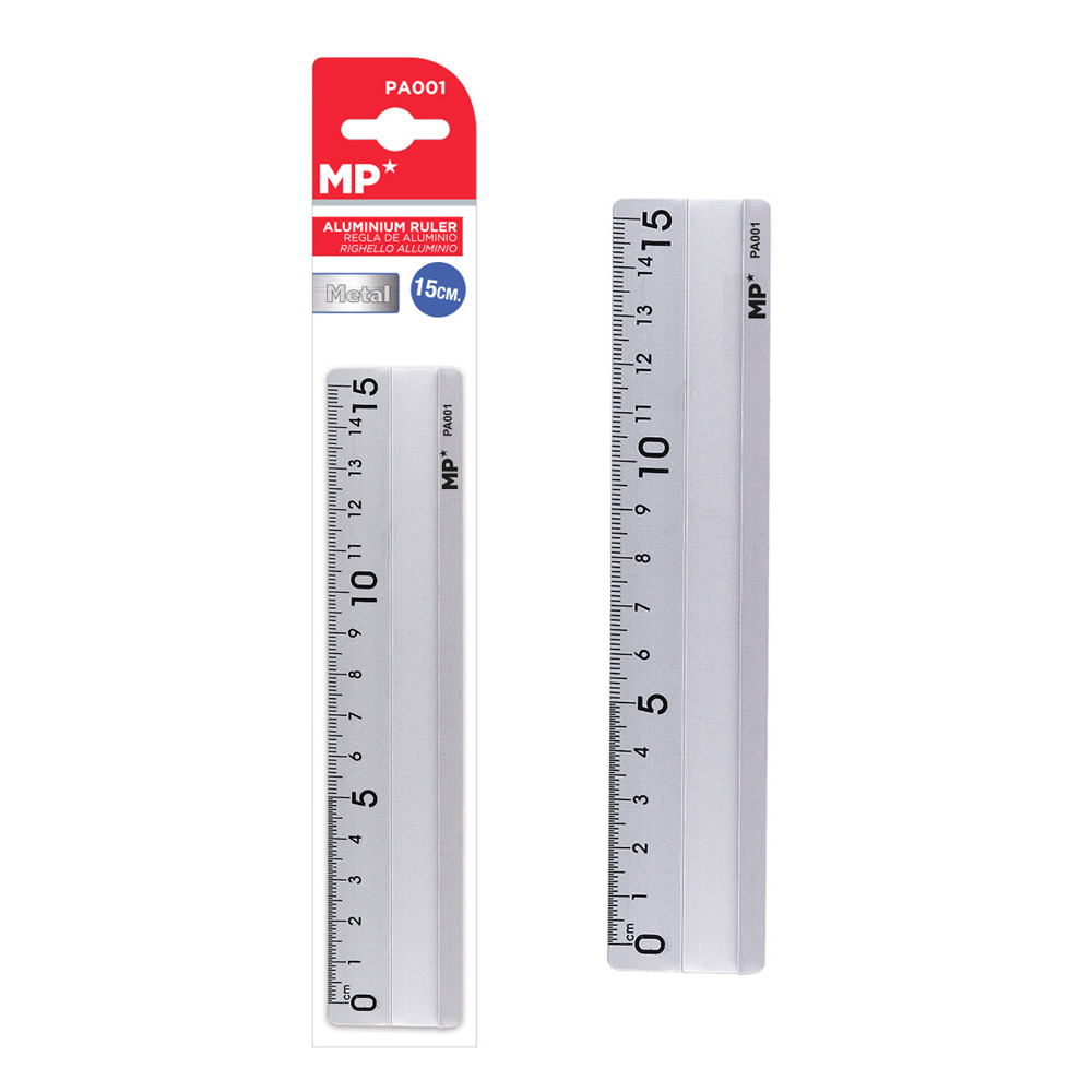 MP μεταλλικός χάρακας PA001, 15cm, ασημί