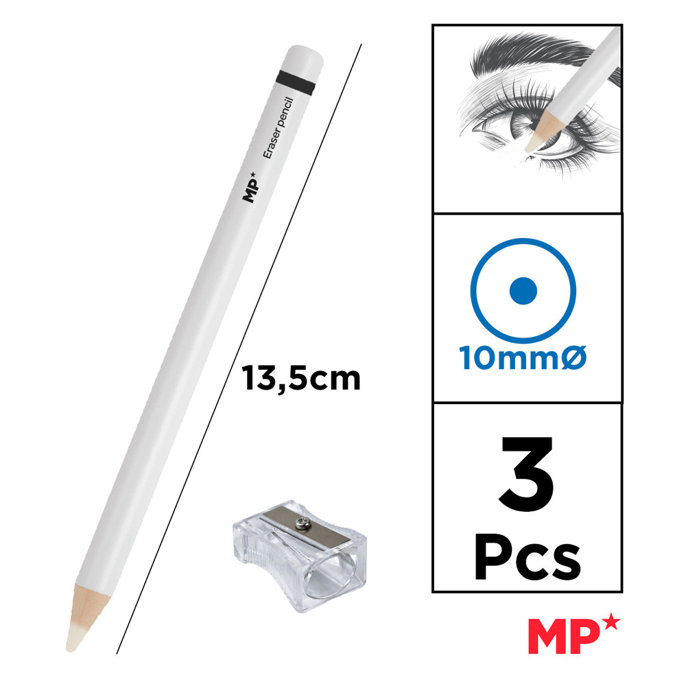 MP ξυλομπογιά PA1102 με ξύστρα, 5mm μύτη, στρογγυλό, λευκό, 2τμχ