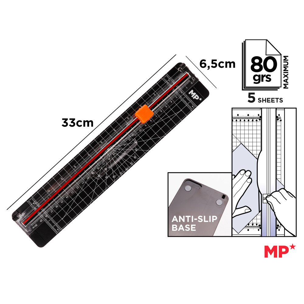 MP κόφτης χαρτιού PA1104, επιτραπέζιος, 30cm, μαύρος